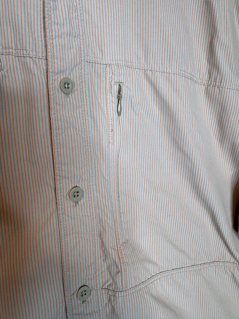 The North Face Men's XL orange Gray Striped Long Sleeve Hiking Shirt Gorpcore